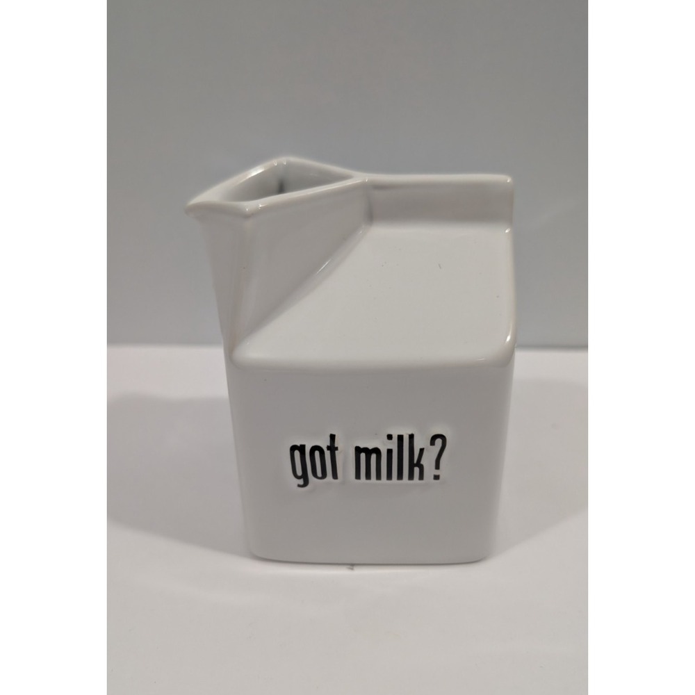 Vintage 1999 Got Milk? Ceramic Creamer Milk Carton Pitcher Novelty White